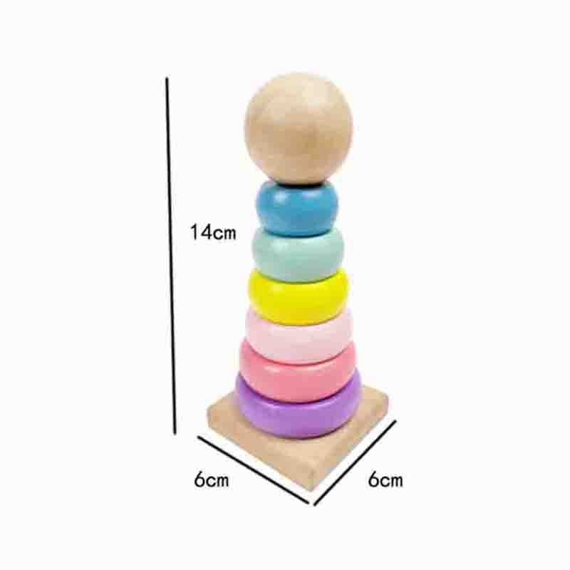 Warm Color Rainbow Stacking Ring Tower Stapelring Blocks Toddler Baby Toys