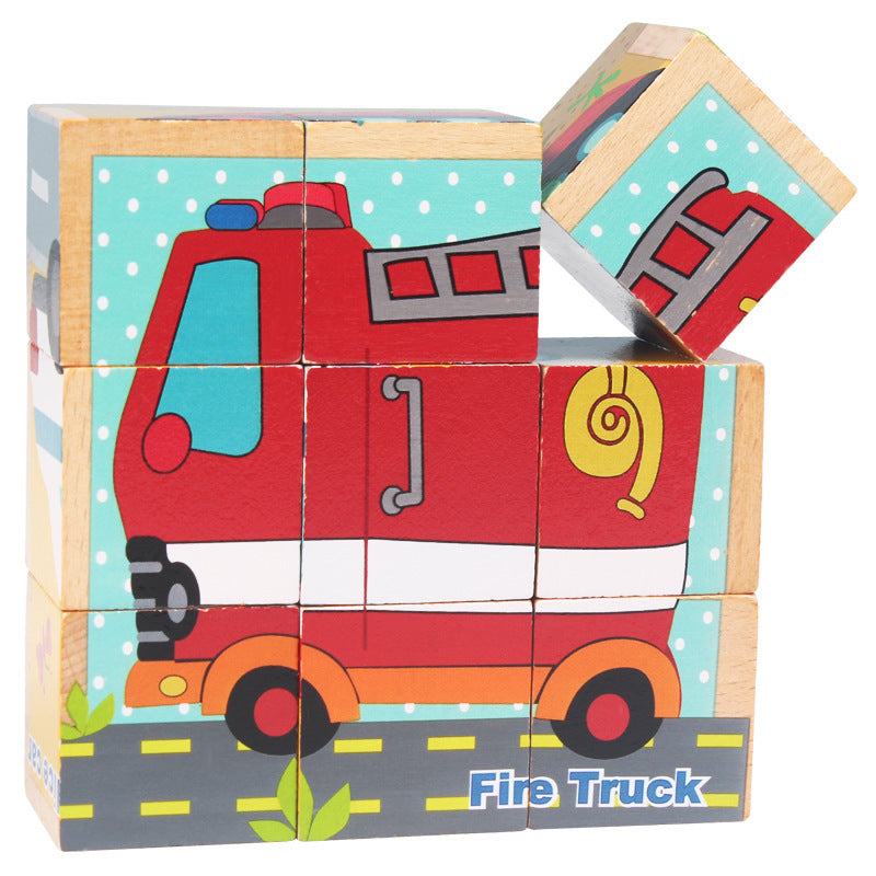 High-grade Six-face Picture Wooden Jigsaw 3D Puzzle Toys Children's Early Educational Toy Cube Jigsaw Puzzle Baby Kids Gifts
