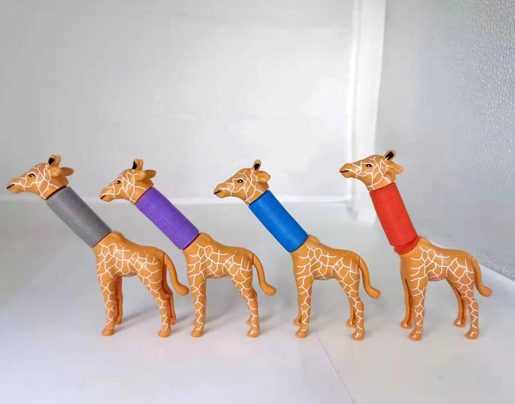New Children's Decompression Telescopic Tube Dog Giraffe Shark Dolphin Retractable Pull-up Tube Educational Toy Lala Dog