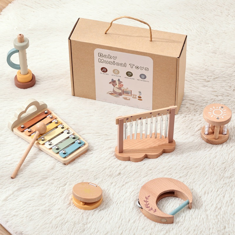 Orff Musical Instruments 6-piece Set Baby Early Education Listening Exercise Wooden Soothing Wind Bell Children's Music Toys