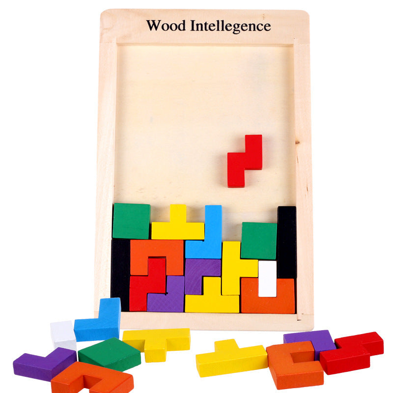 Wooden Multi-Color Tangram Tetris Toy