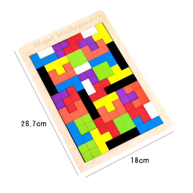 Wooden Multi-Color Tangram Tetris Toy
