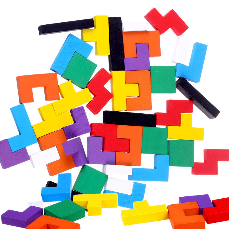 Wooden Multi-Color Tangram Tetris Toy