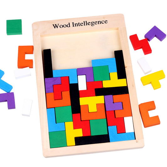 Wooden Multi-Color Tangram Tetris Toy