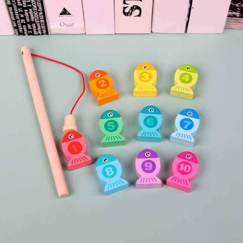 Wooden Alphanumeric Cognitive Early Education Puzzle Magnetic Fishing Toy-Children&#039;s Parent-Child Game Factory Direct Supply