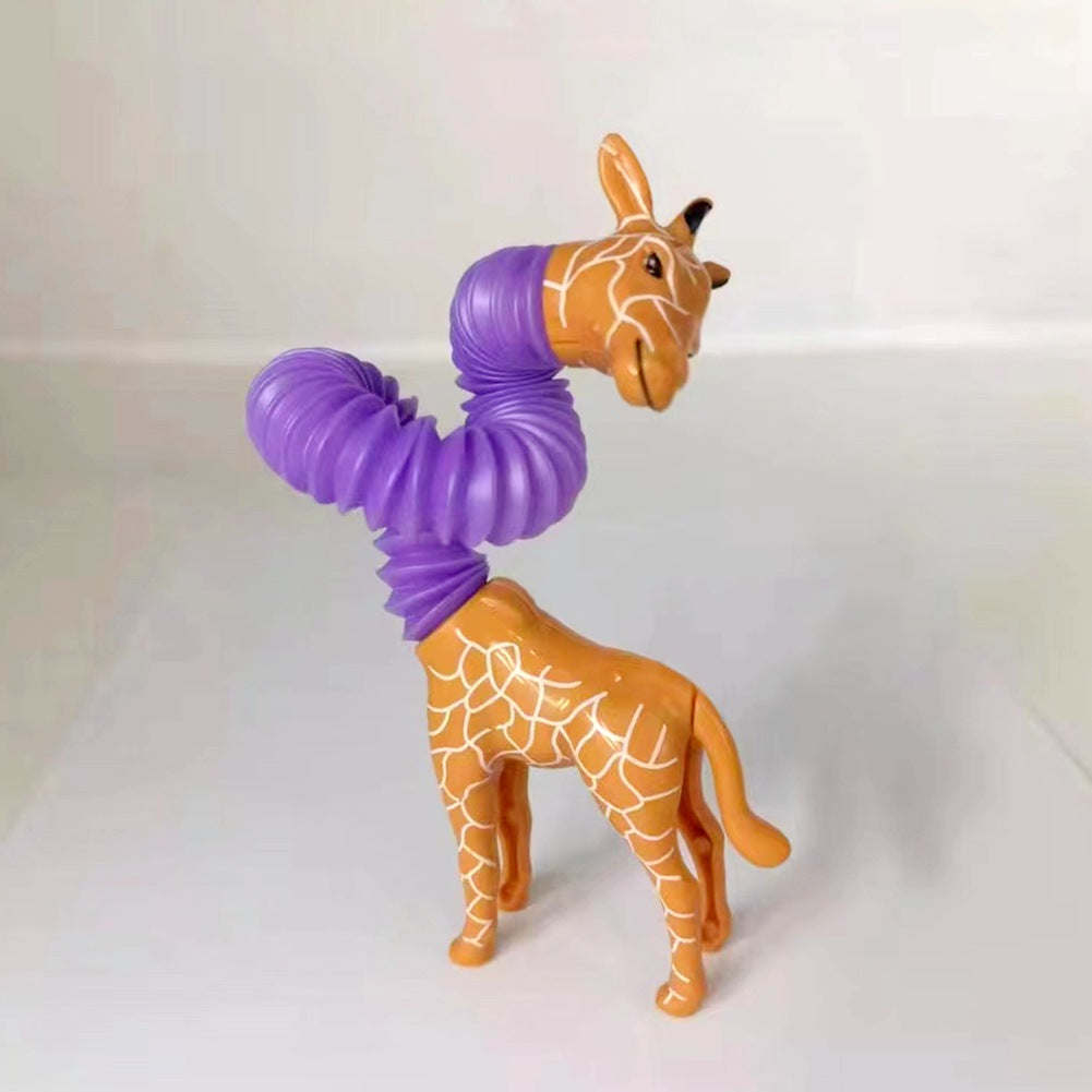 New Children&#039;s Decompression Telescopic Tube Dog Giraffe Shark Dolphin Retractable Pull-up Tube Educational Toy Lala Dog