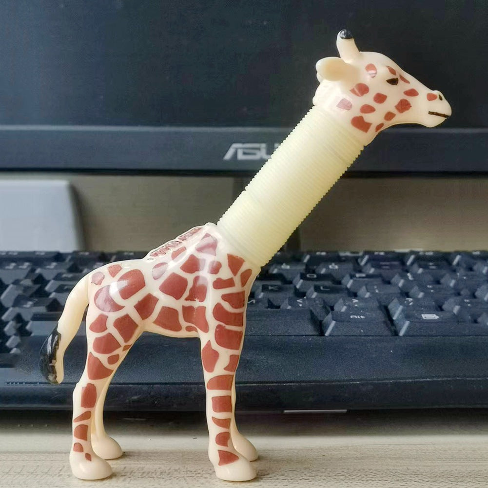New Children&#039;s Decompression Telescopic Tube Dog Giraffe Shark Dolphin Retractable Pull-up Tube Educational Toy Lala Dog