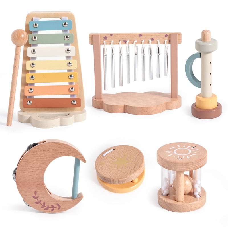 Orff Musical Instruments 6-piece Set Baby Early Education Listening Exercise Wooden Soothing Wind Bell Children&#039;s Music Toys