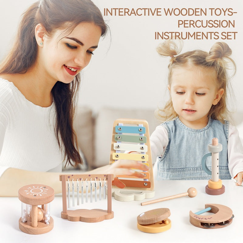 Orff Musical Instruments 6-piece Set Baby Early Education Listening Exercise Wooden Soothing Wind Bell Children&#039;s Music Toys