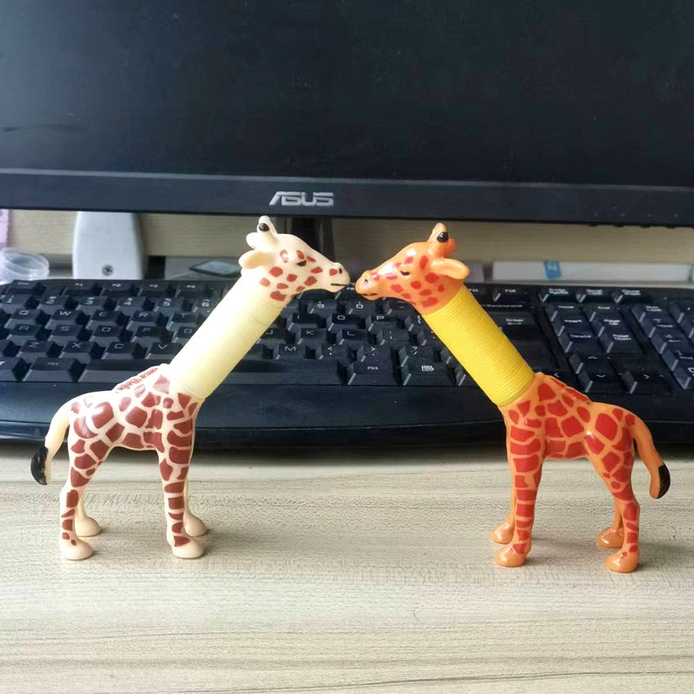 New Children&#039;s Decompression Telescopic Tube Dog Giraffe Shark Dolphin Retractable Pull-up Tube Educational Toy Lala Dog