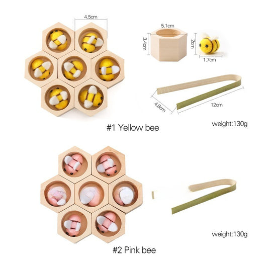 Montessori Early Education Wooden Honeycomb Clip Bees Toys Children&#039;s Hand-eye Coordination And Concentration Training Educational Toys