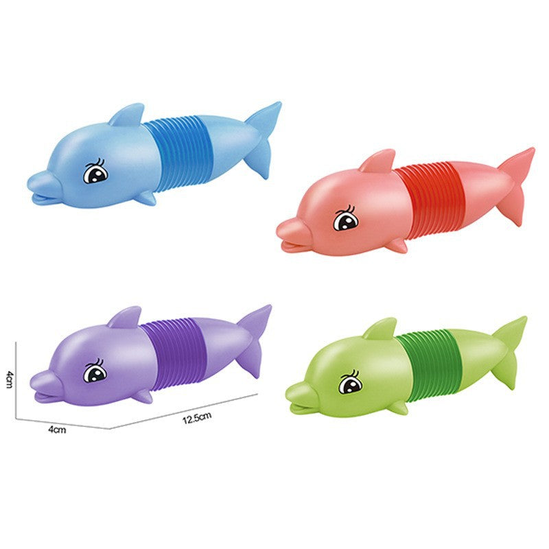 New Children&#039;s Decompression Telescopic Tube Dog Giraffe Shark Dolphin Retractable Pull-up Tube Educational Toy Lala Dog