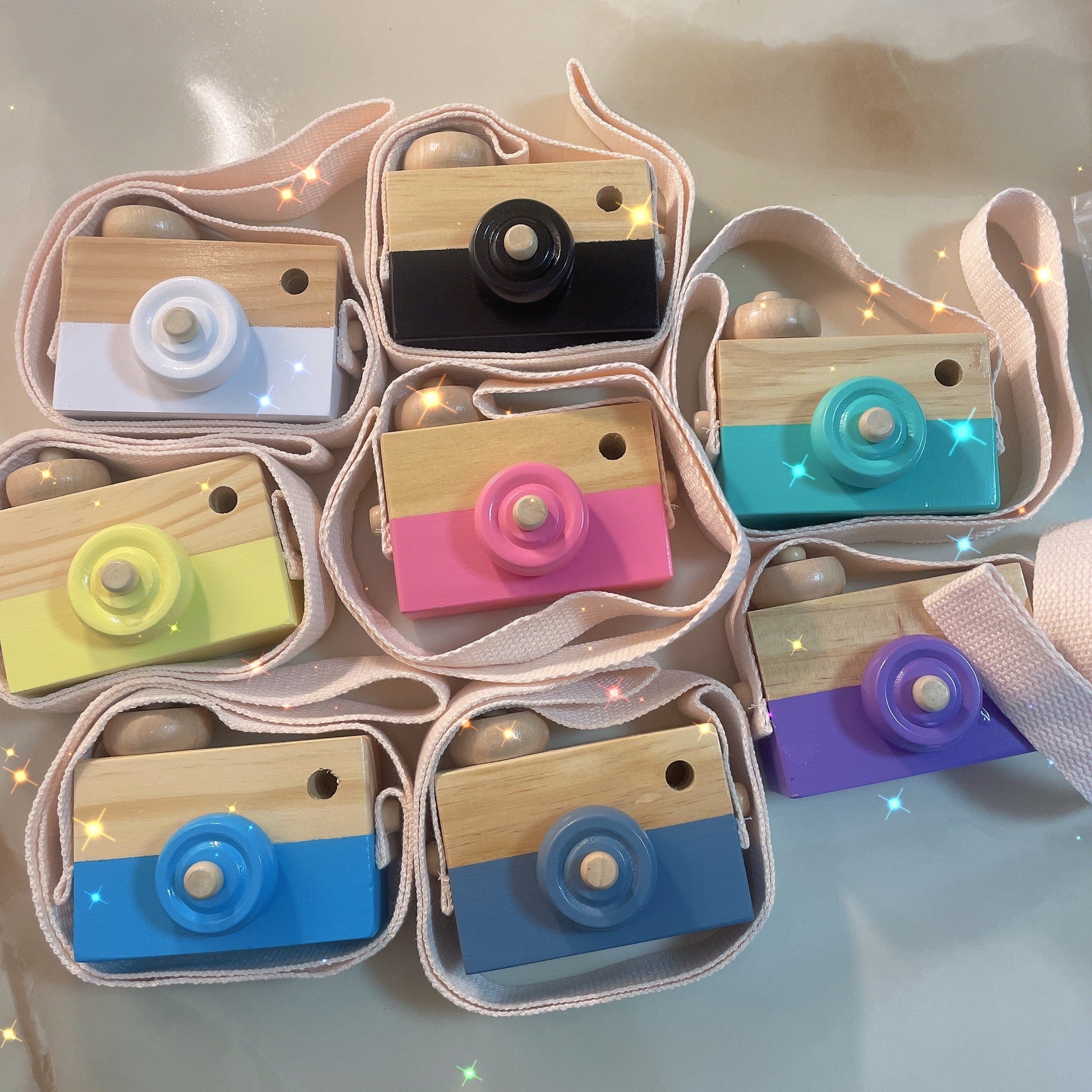 Wooden Children&#039;s Camera Toy Early Education Hands-on Photo Decorative Home Ornaments Cute Props Wooden Camera