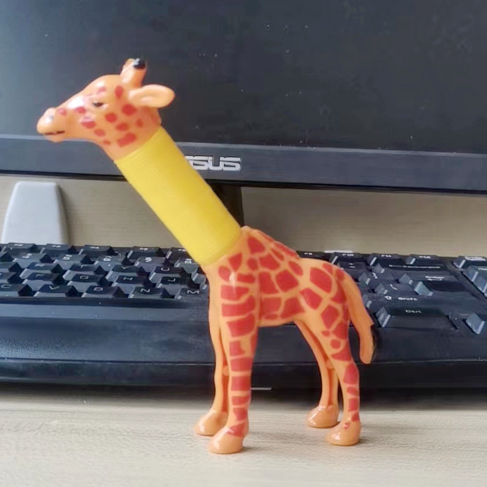 New Children&#039;s Decompression Telescopic Tube Dog Giraffe Shark Dolphin Retractable Pull-up Tube Educational Toy Lala Dog