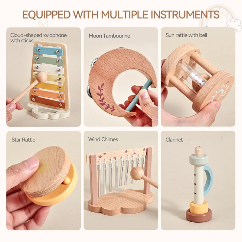 Orff Musical Instruments 6-piece Set Baby Early Education Listening Exercise Wooden Soothing Wind Bell Children&#039;s Music Toys
